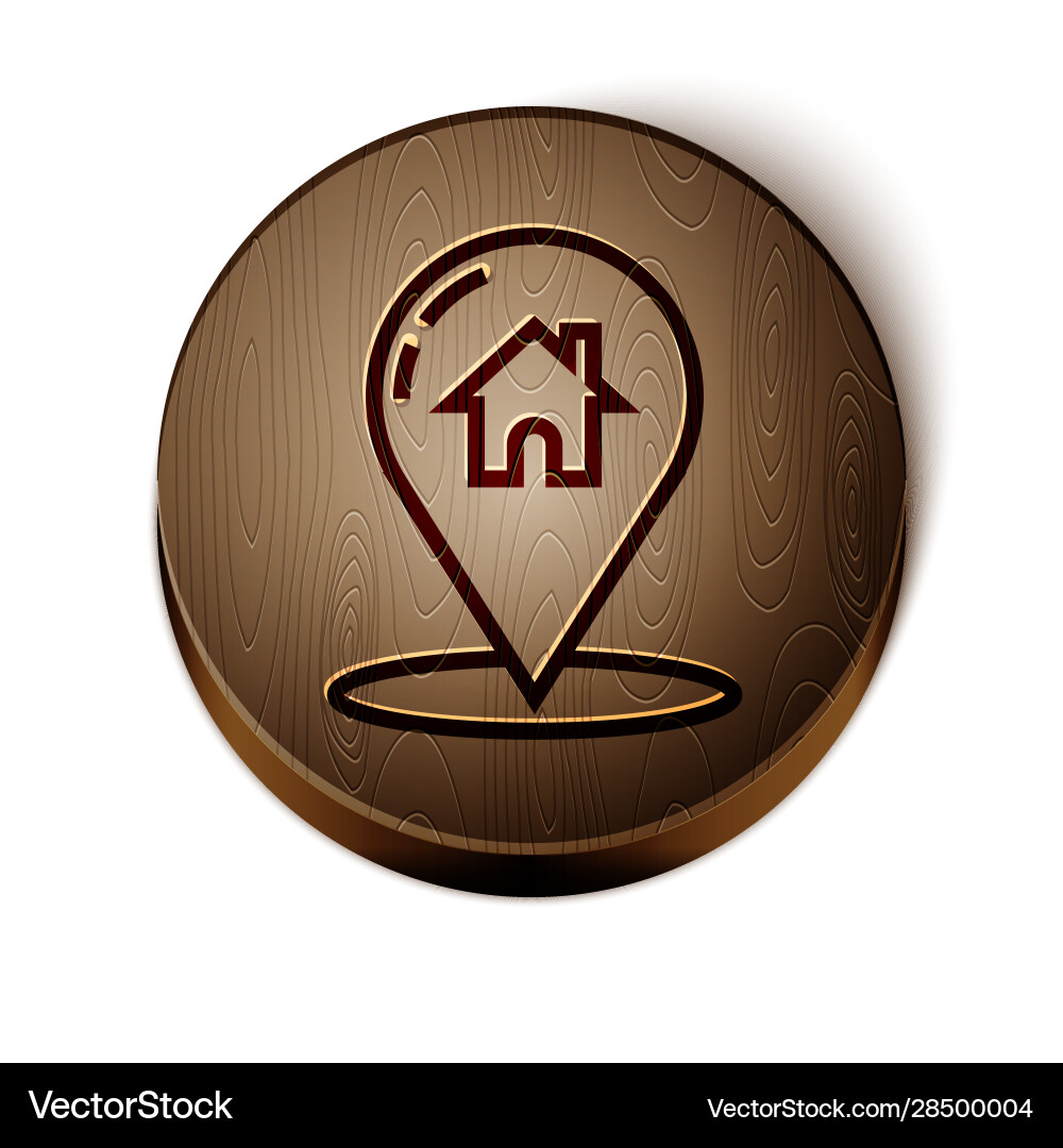 Brown line map pointer with house icon isolated Brown line map pointer with house icon isolated vector image