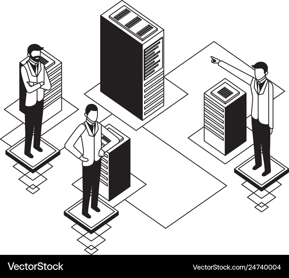 Businessmen network connection database server Vector Image