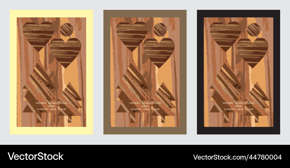 Christmas and new year cards 3 pieces in a set Christmas and new year cards 3 pieces in a set vector image