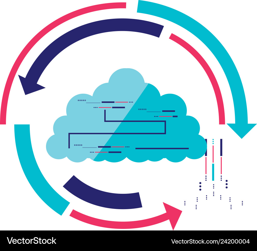 Cloud computing with arrows icon Vector Image