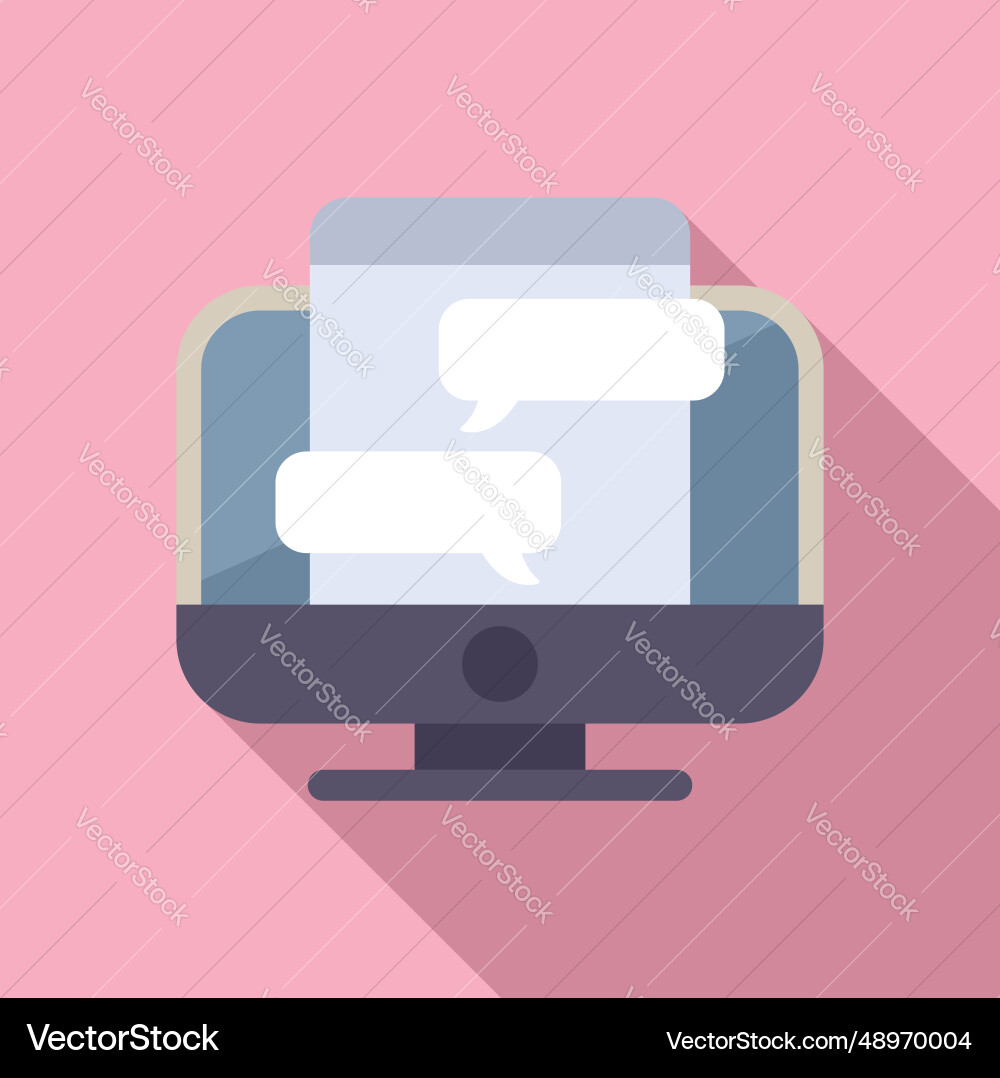 Computer chat icon flat web internet vector image