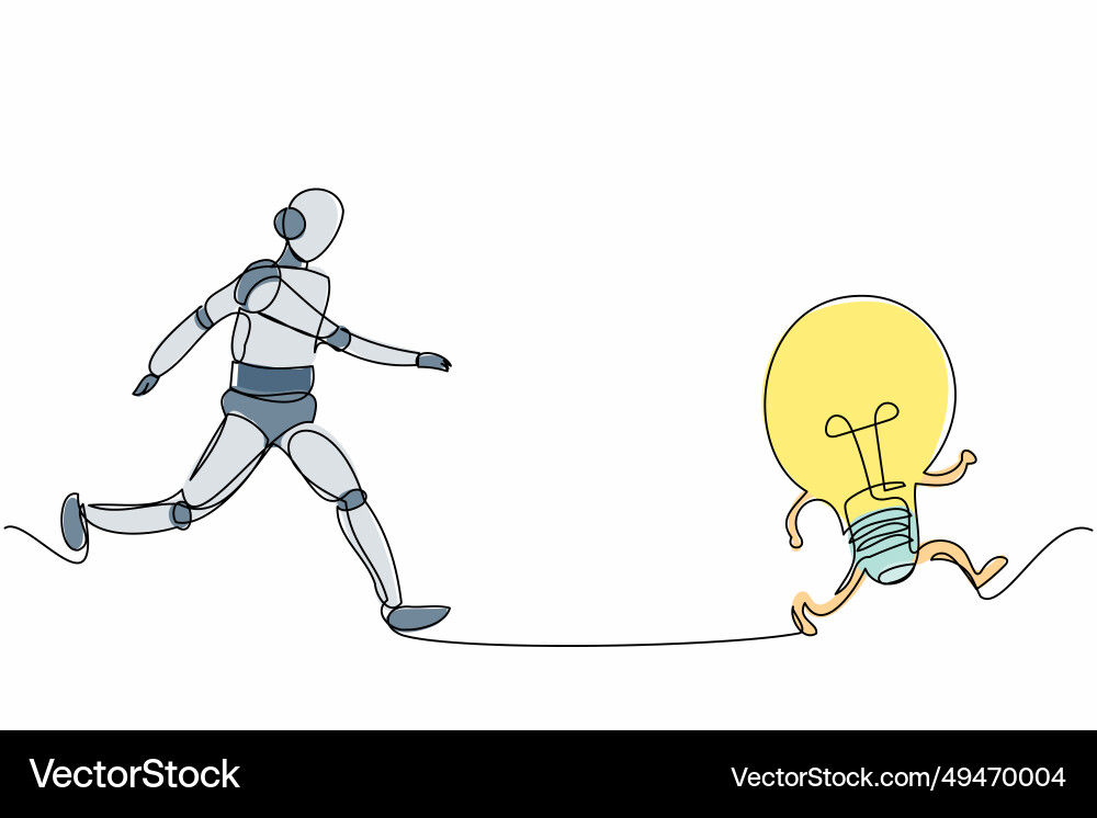 Continuous one line drawing robot chasing light Continuous one line drawing robot chasing light vector image