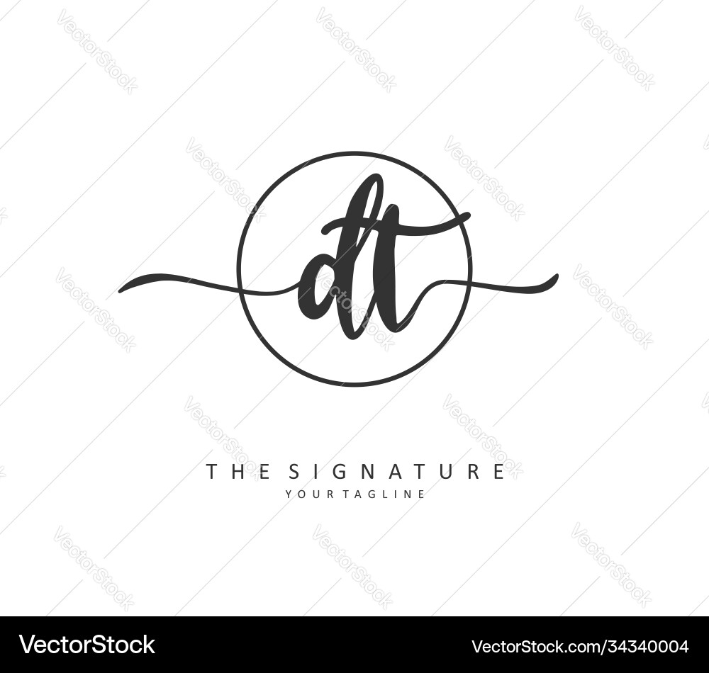 D t dt initial letter handwriting and signature vector image