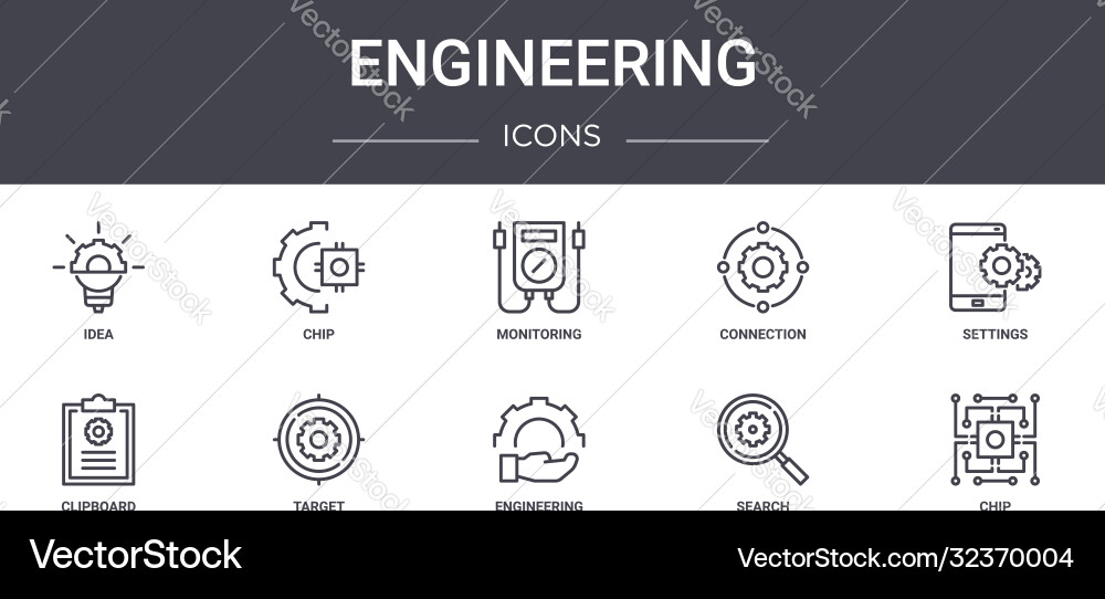 Engineering concept line icons set contains Engineering concept line icons set contains vector image