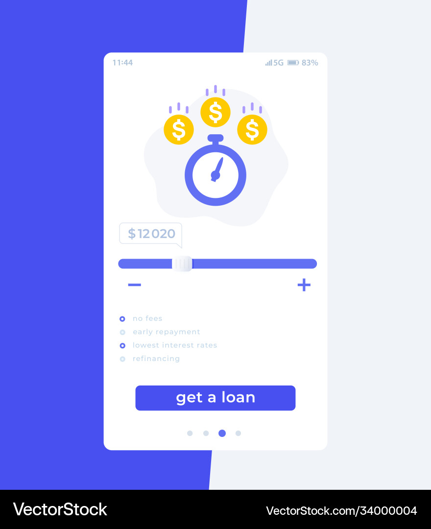 Fast loan app mobile ui design Vector Image