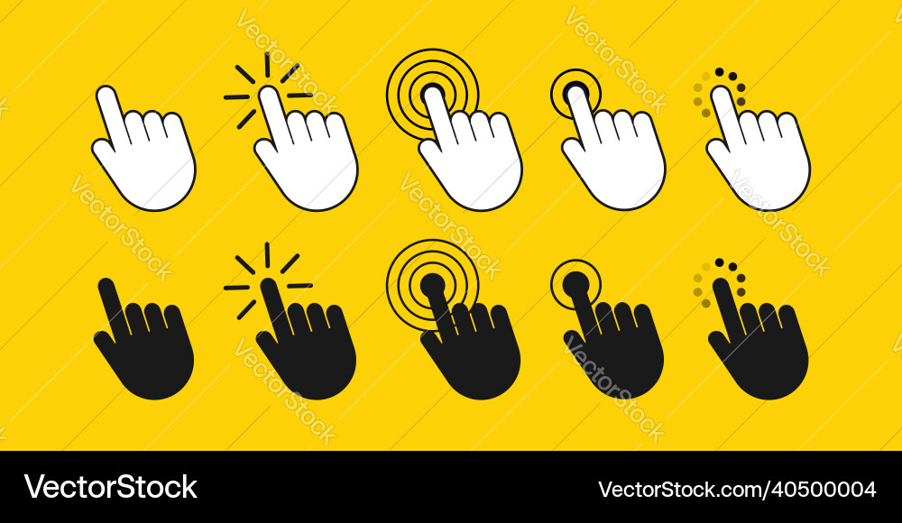 Finger click icon hand push Finger click icon hand push vector image