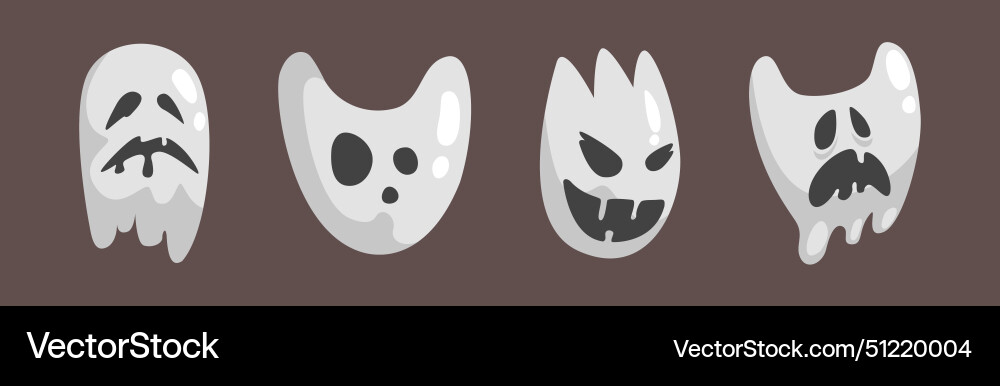 Grey ghost character with scary face grimace Grey ghost character with scary face grimace vector image