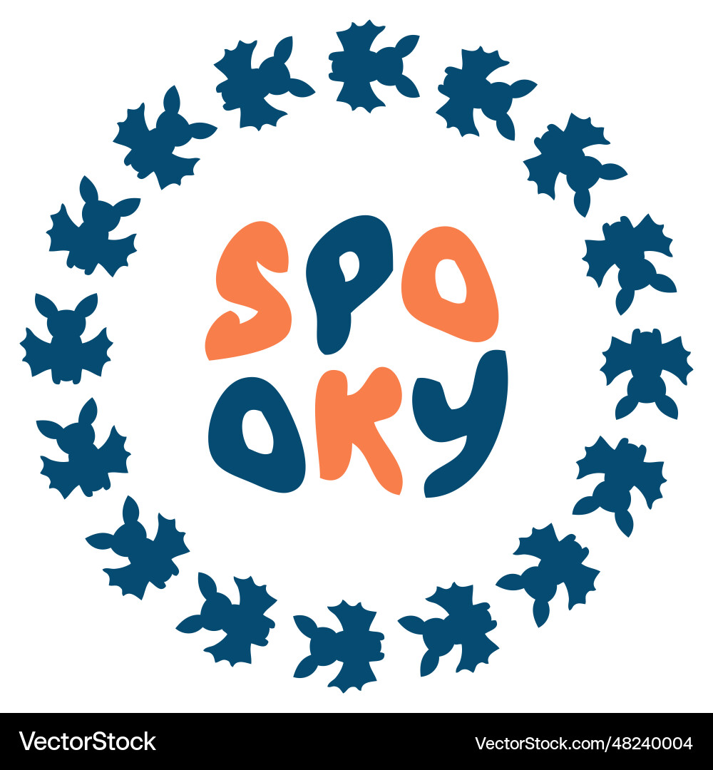 Halloween print with bats round border and text Halloween print with bats round border and text Vector Image