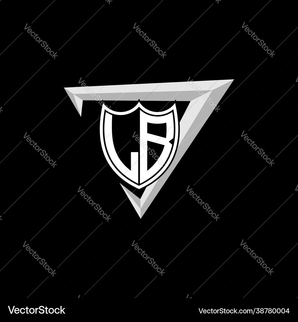Initial letter l b shield shape with triangular Vector Image