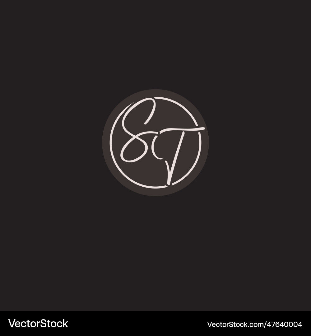 Initials st logo monogram with simple circle line Vector Image