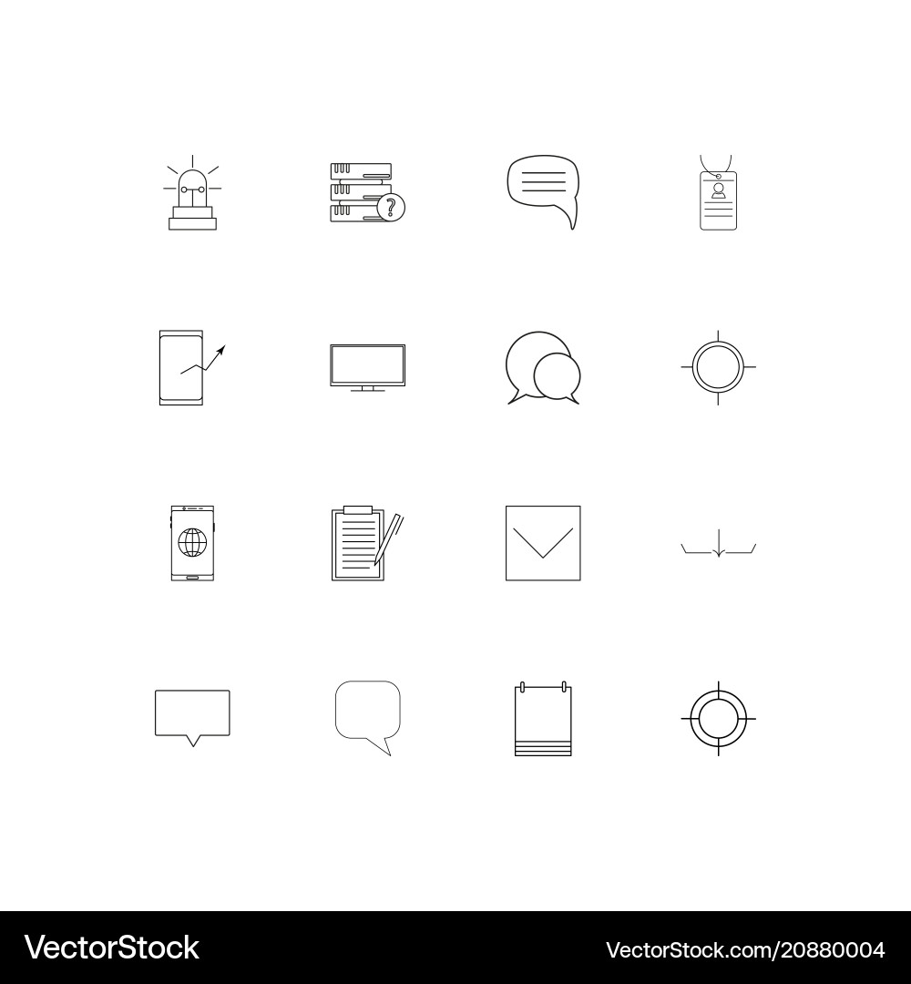 Internet technologies linear thin icons set Vector Image