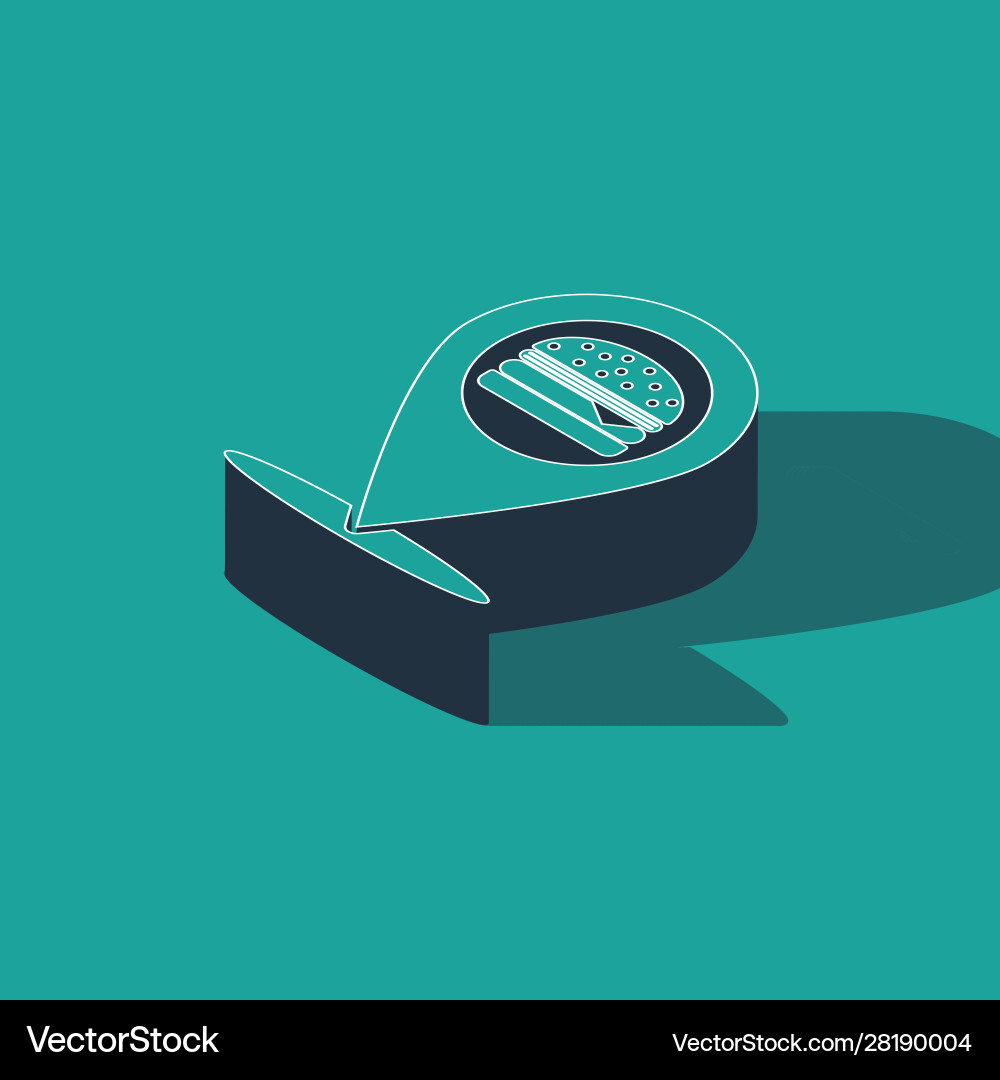 Isometric map pointer with fast food burger icon Vector Image