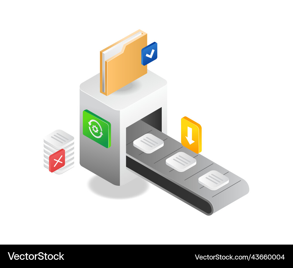 Machine create data folder processing Machine create data folder processing vector image