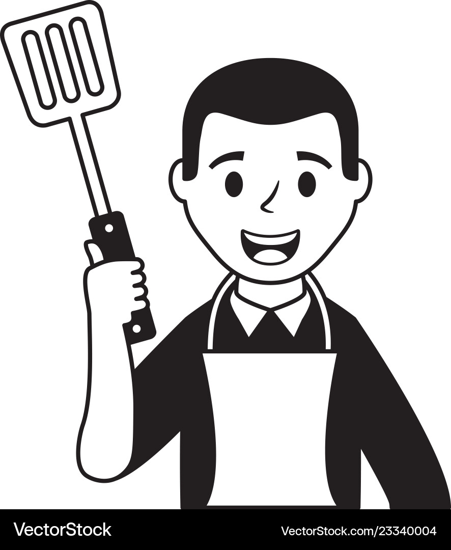 Man chef with apron and spatula vector image