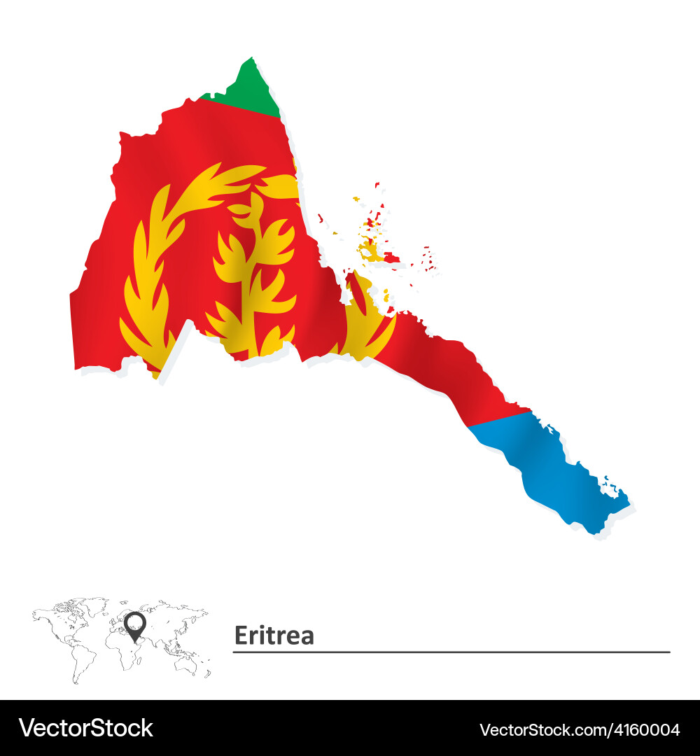 Map of eritrea with flag vector image