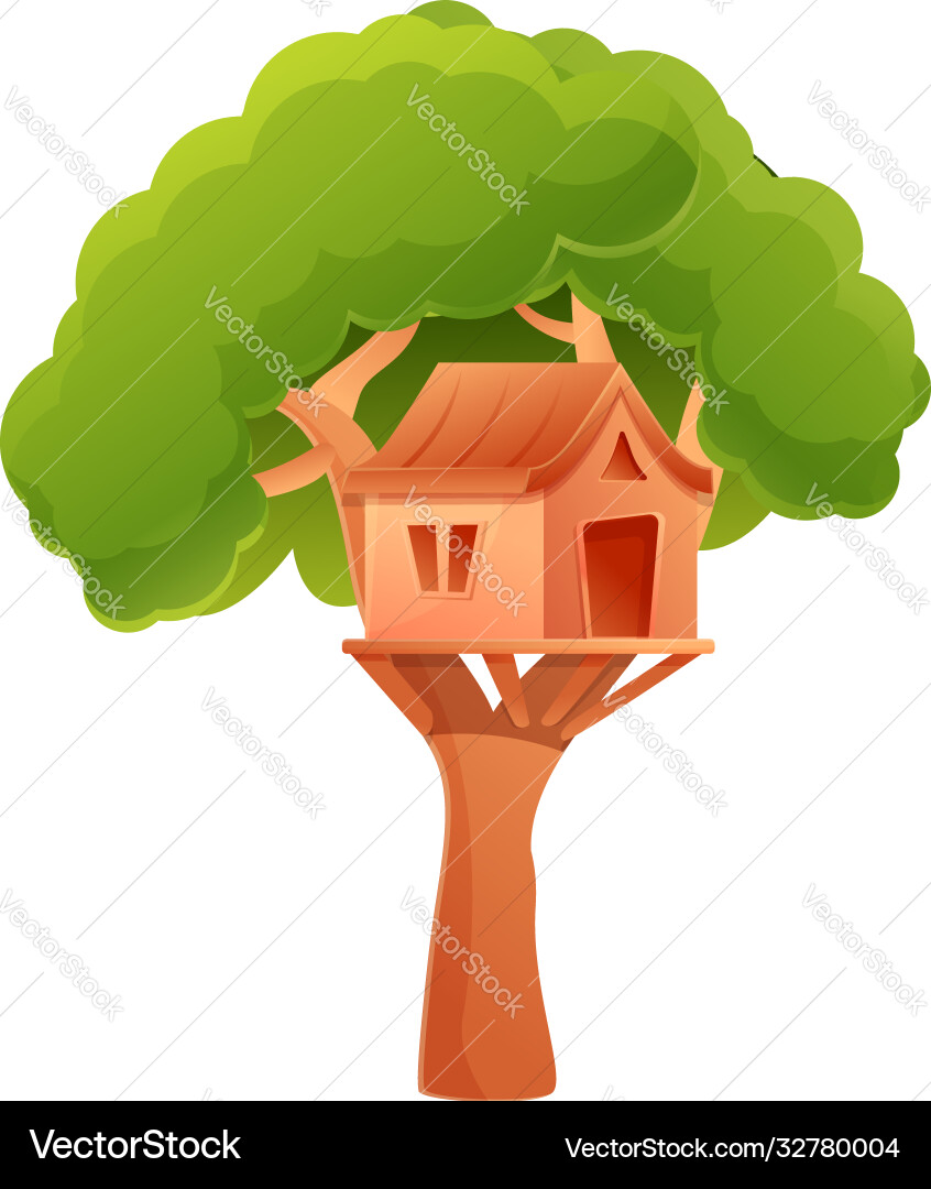 Outdoor treehouse icon cartoon style Outdoor treehouse icon cartoon style vector image
