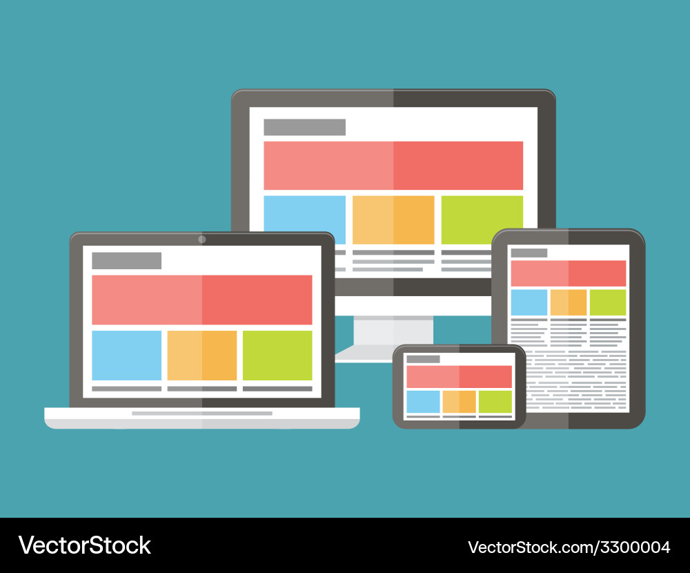 Responsive Web Development Icons vector image