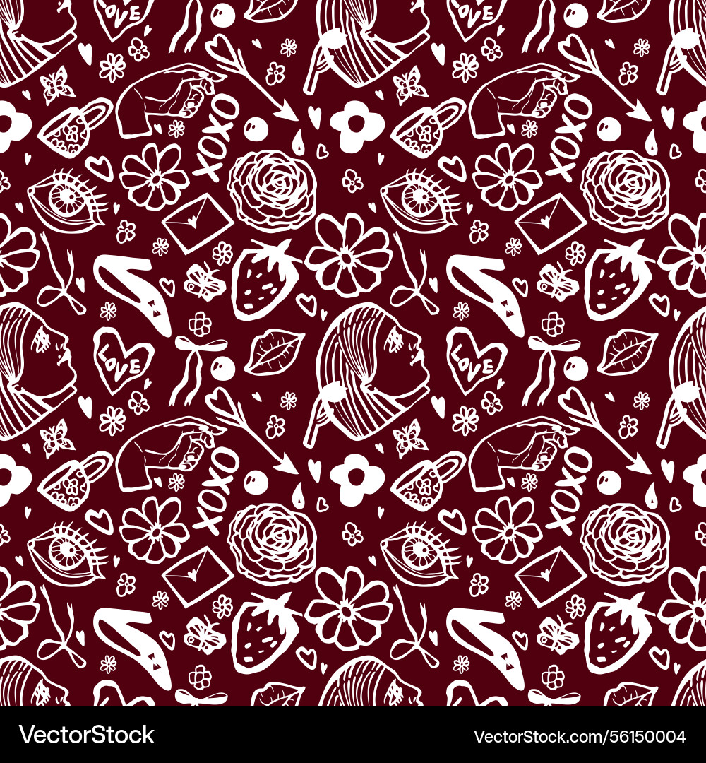 Seamless pattern with hand drawn doodle elements Vector Image