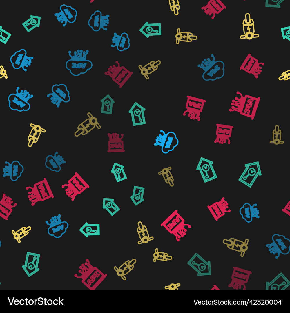 Set line cloud api interface retro wall watch Vector Image