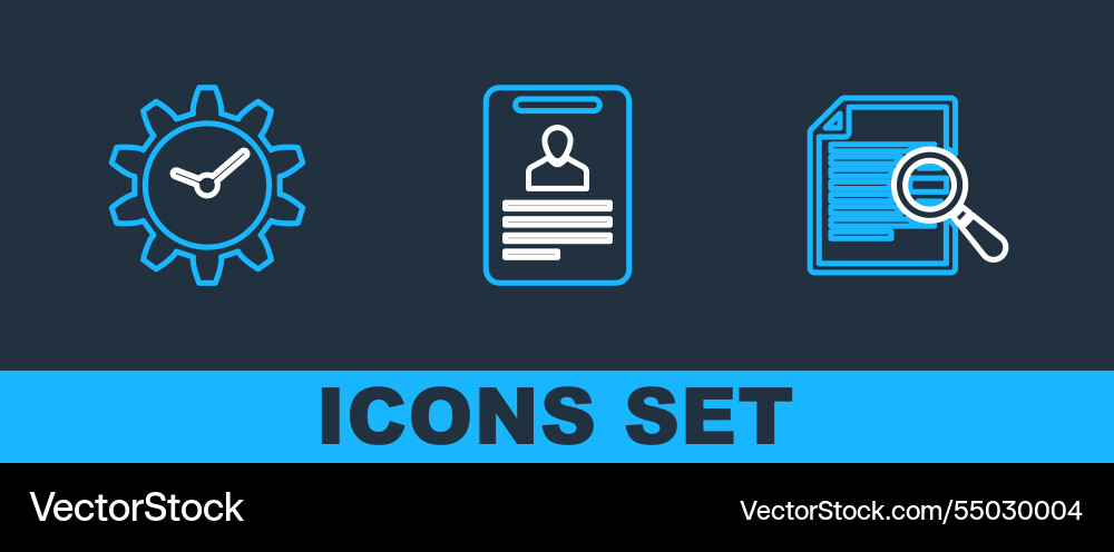 Set line document with search time management Set line document with search time management vector image