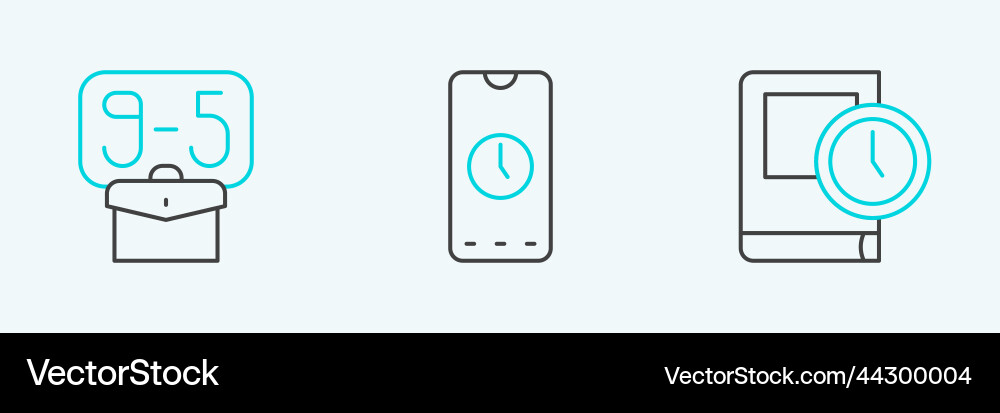 Set line time for book from 9 and alarm clock app Vector Image