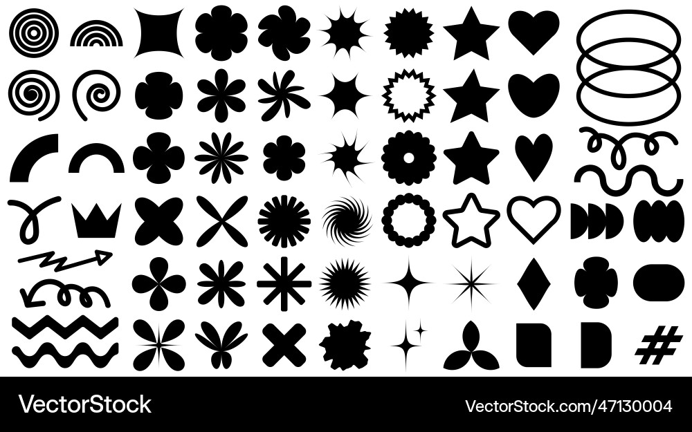 Set of brutal colorful abstract shapes and grids Vector Image