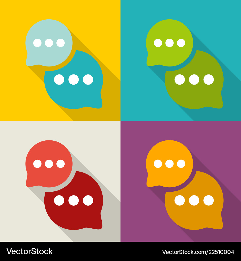 Set of colorful speech bubble with shadow in flat Set of colorful speech bubble with shadow in flat vector image