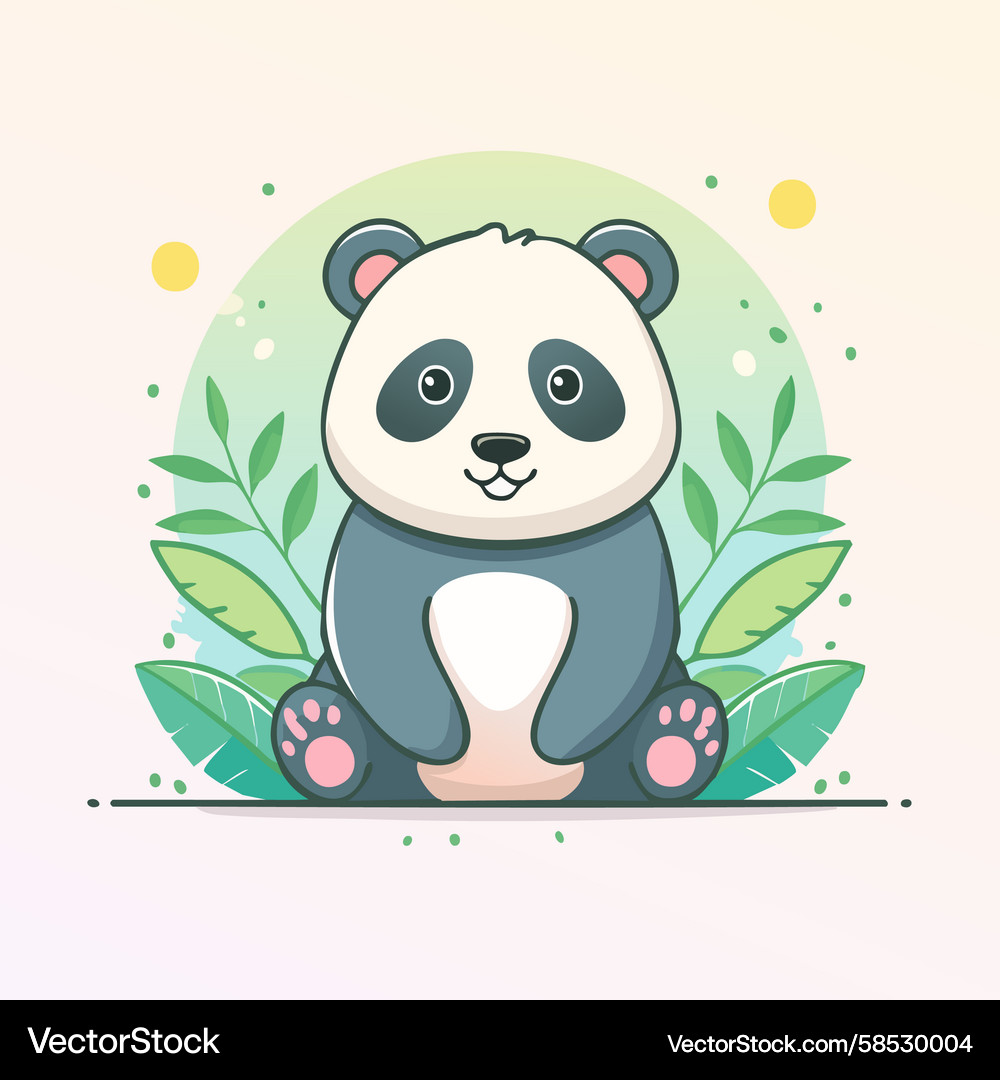 Smiling Panda Cub in a Lush Botanical Setting Vector Image