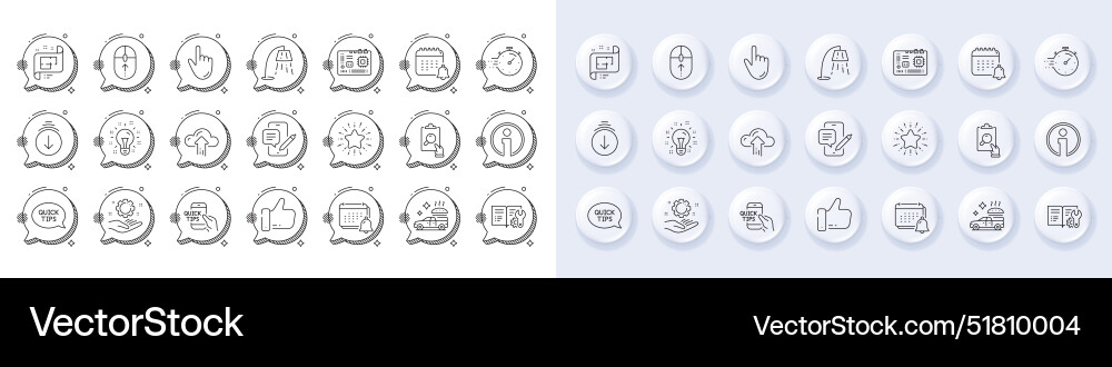 Swipe up info and stand lamp line icons for web Vector Image