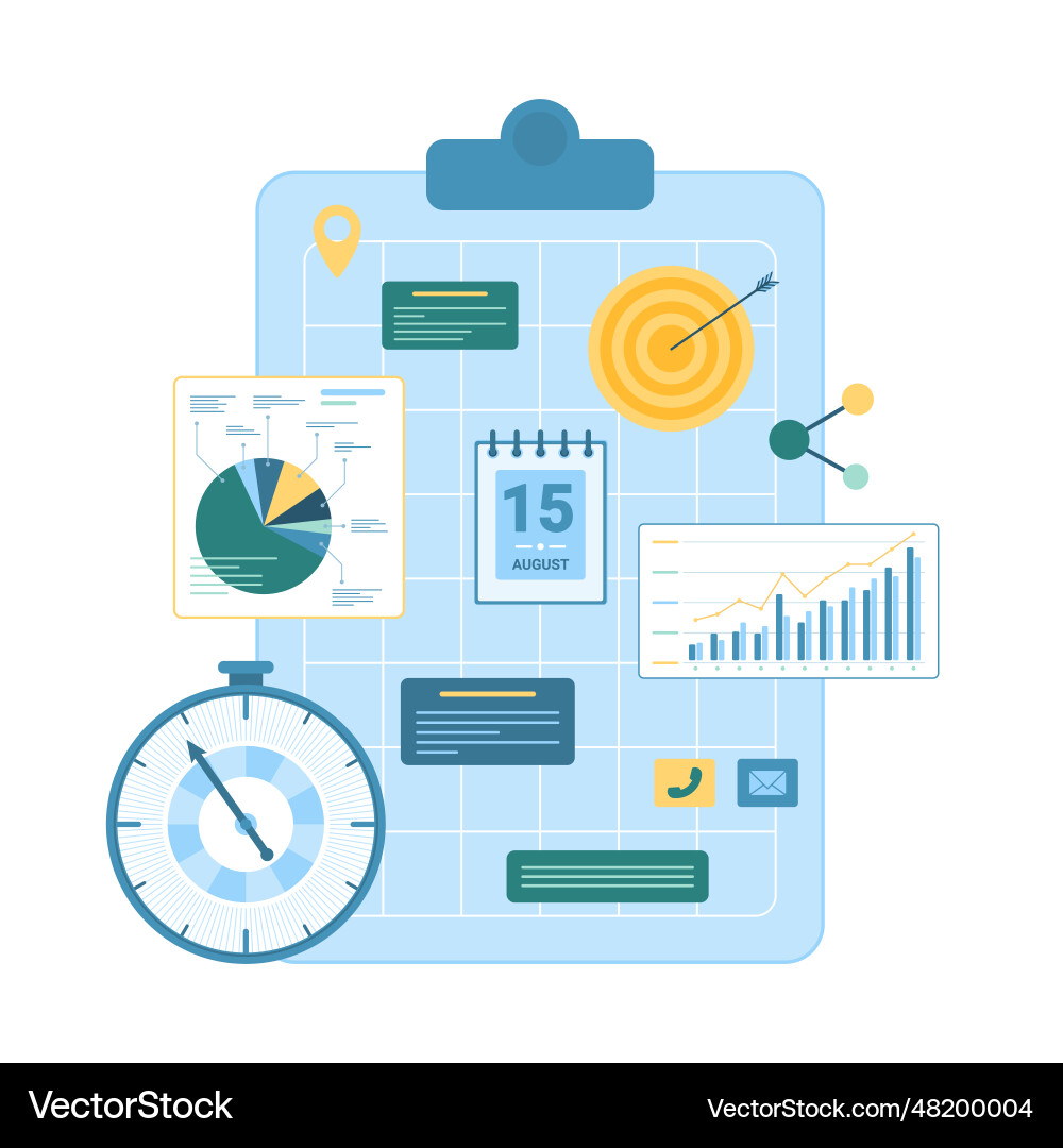 Time management and summary project organization Time management and summary project organization vector image