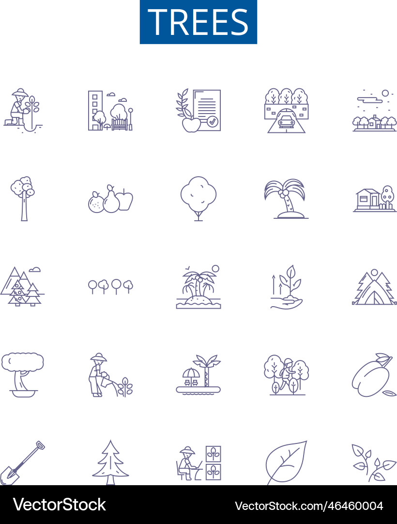Trees line icons signs set design collection Trees line icons signs set design collection vector image