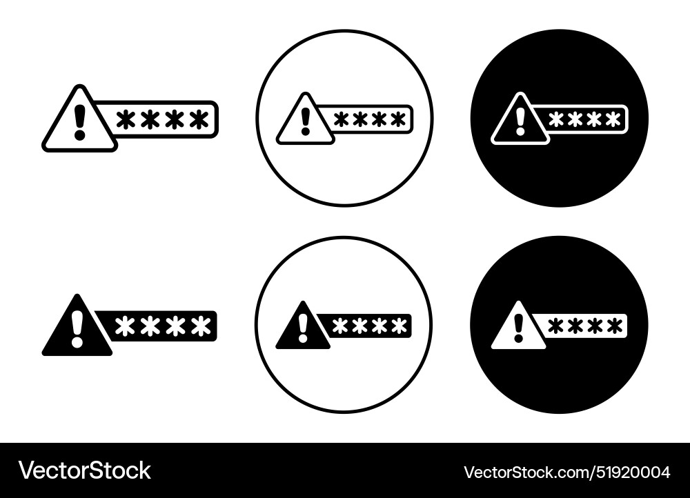 Wrong password code icon collection of outline vector image
