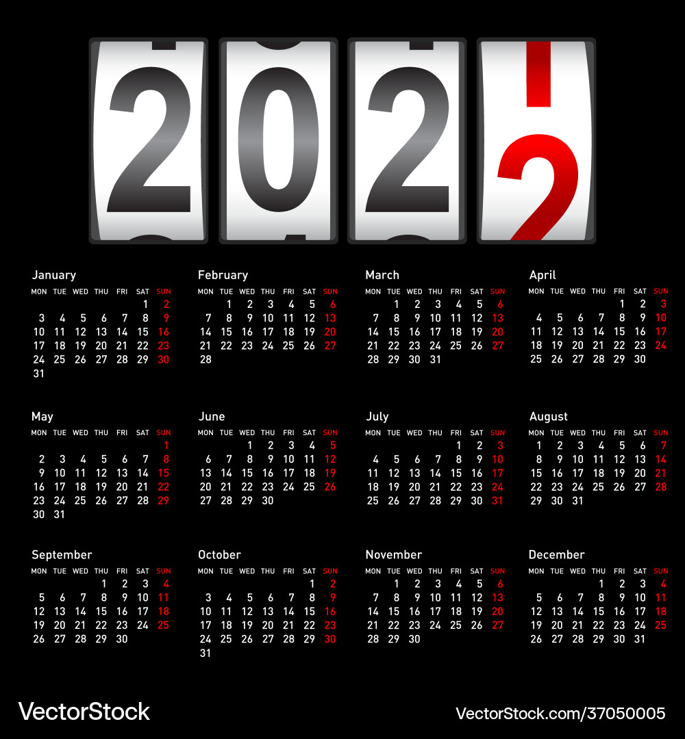 2022 new year counter change calendar 2022 new year counter change calendar vector image