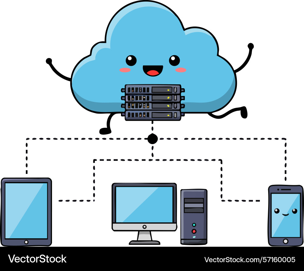 Cloud computing technology with connected devices vector image