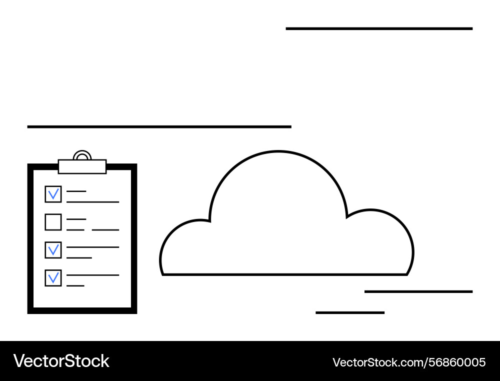 Cloud storage concept with checklist for task Cloud storage concept with checklist for task vector image