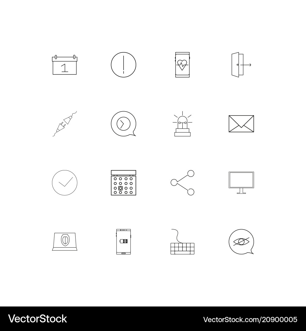 Devices linear thin icons set outlined simple Devices linear thin icons set outlined simple vector image