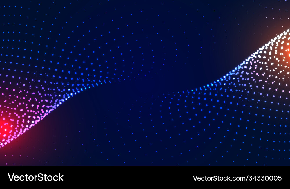 Digital particle flowing mesh technology vector image