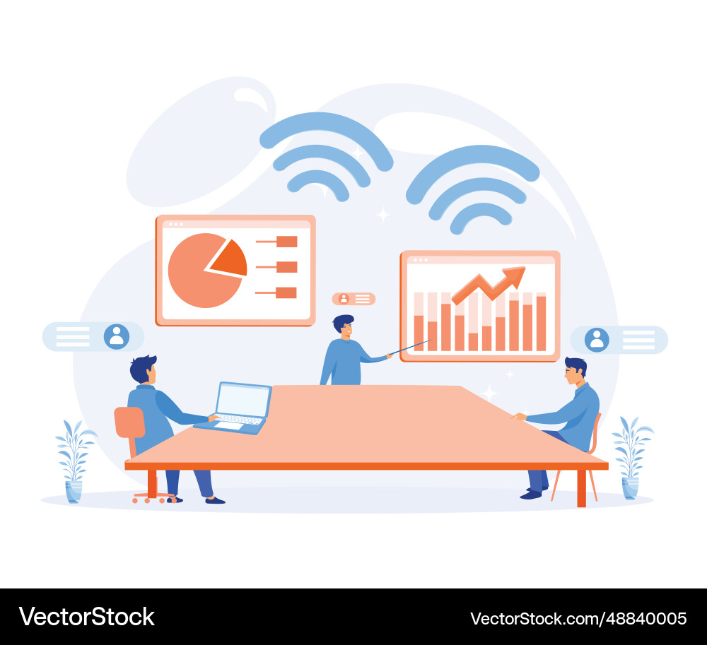 Digital workspace remote work and teamwork Digital workspace remote work and teamwork Vector Image