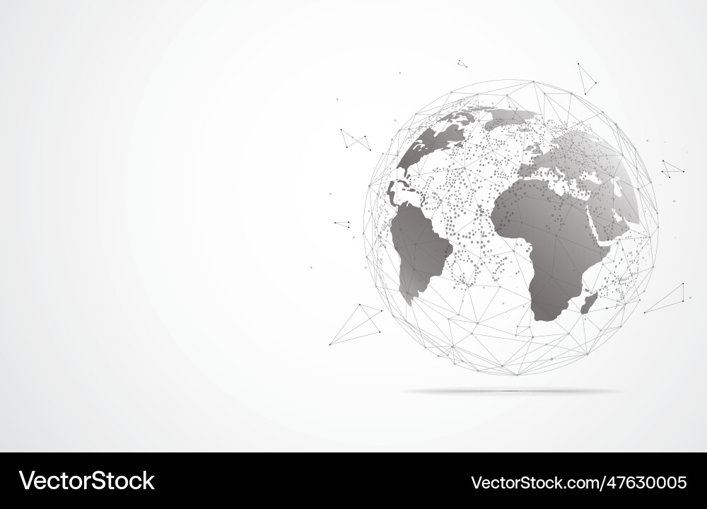 Global network connection world map point Global network connection world map point vector image
