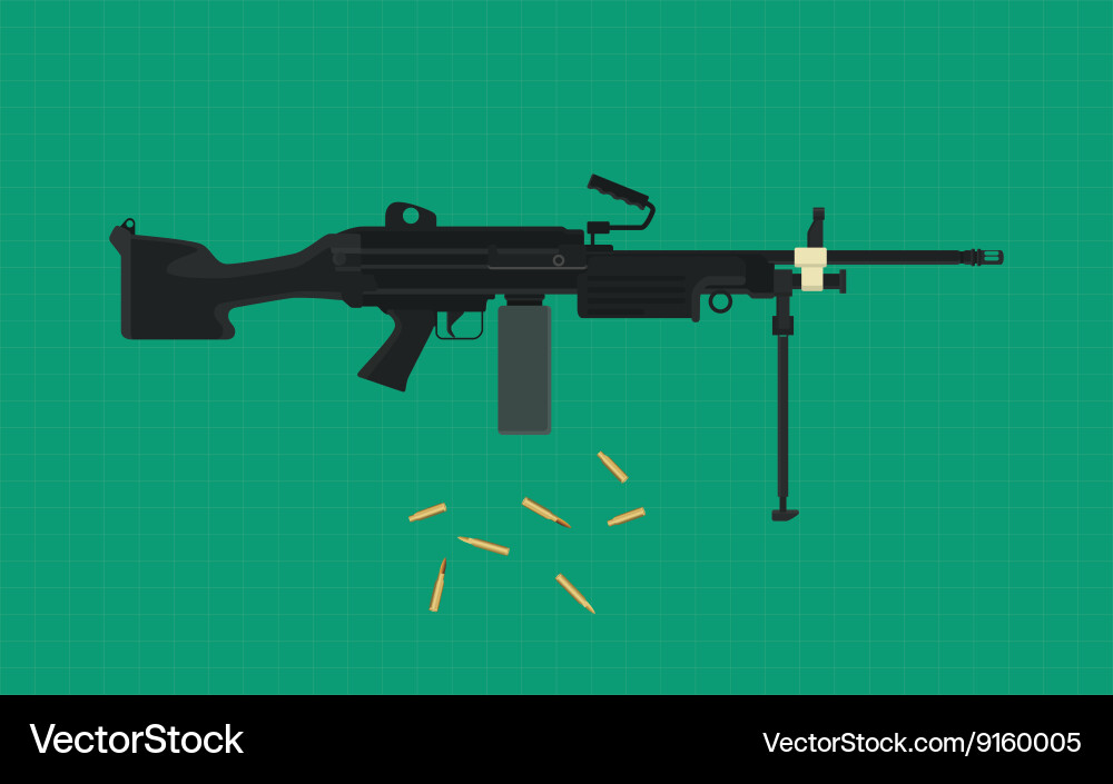 Machine gun single isolated with green background Vector Image