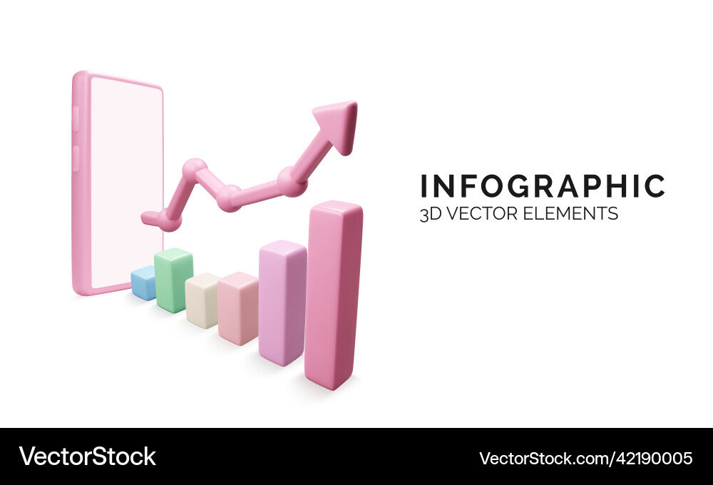 Manage money use mobile phone or application 3d Vector Image