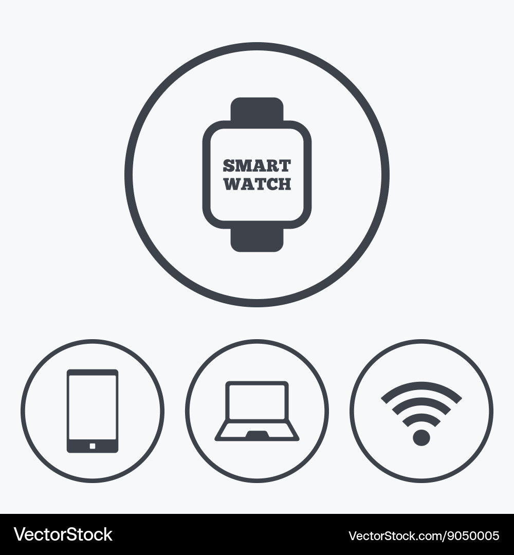 Notebook and smartphone icon smart watch symbol Vector Image