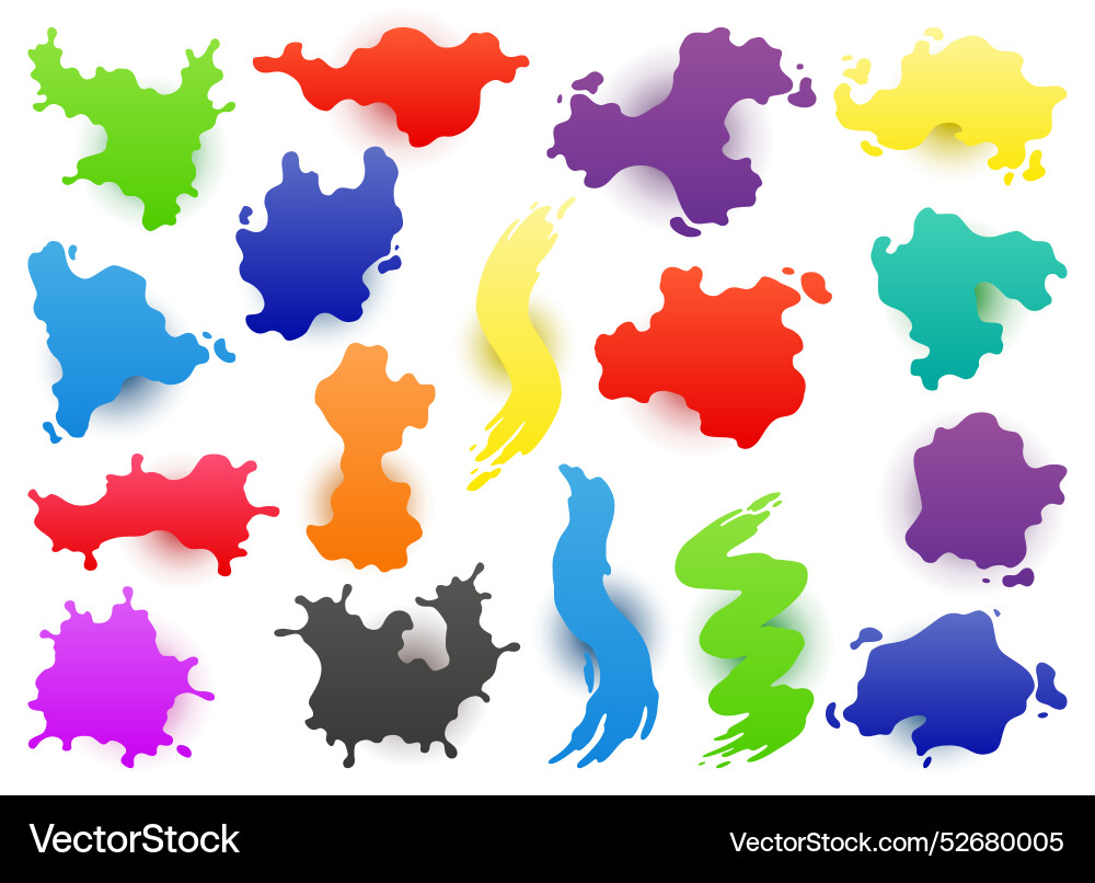 Paint blots splashes set for design use colorful Paint blots splashes set for design use colorful vector image