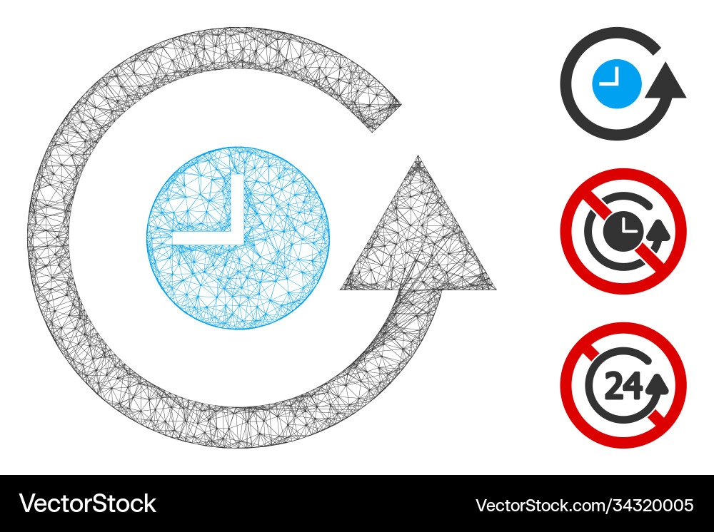 Restore clock polygonal web mesh Restore clock polygonal web mesh vector image