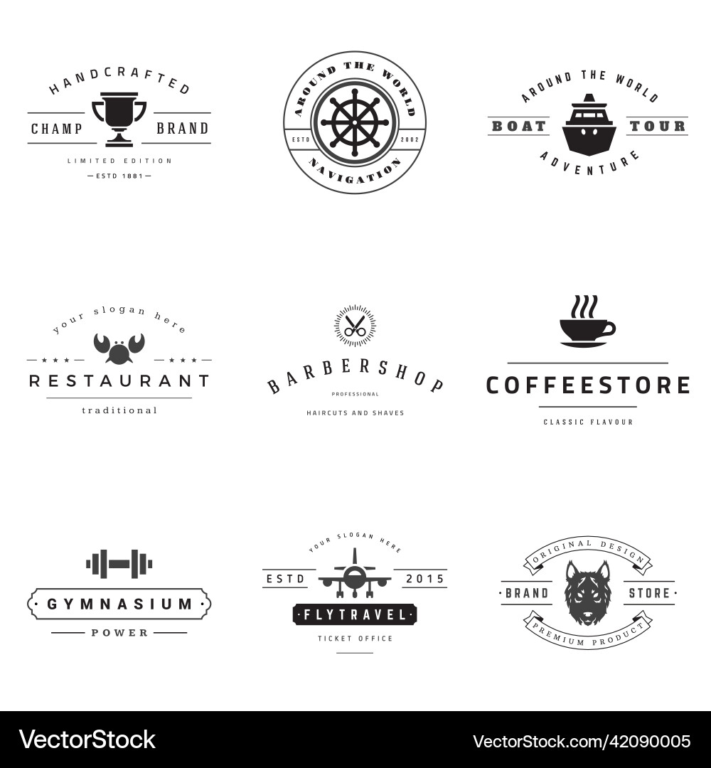 Retro logotypes set Retro logotypes set Vector Image