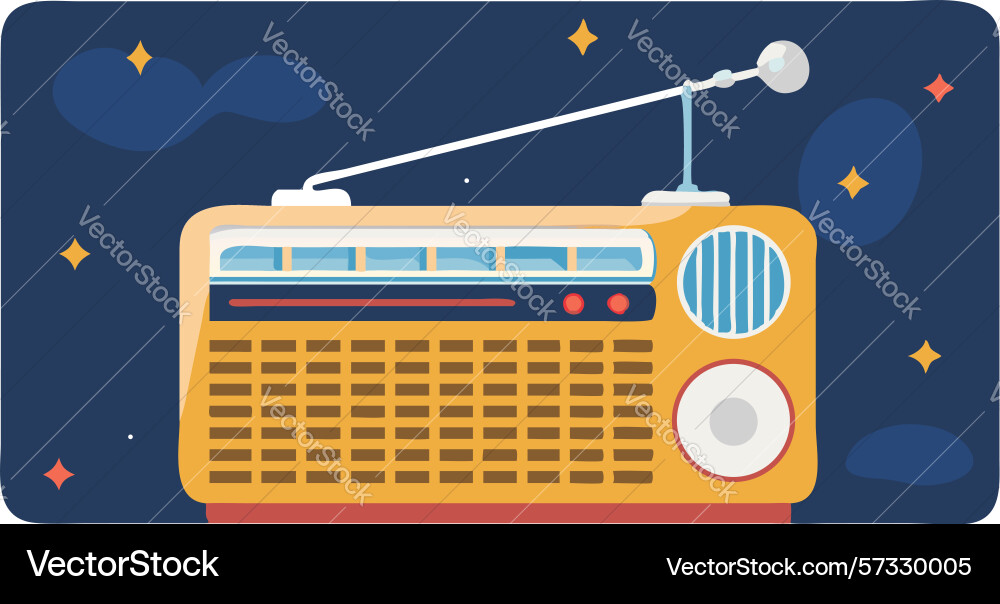 Retro portable radio player flat object design Vector Image