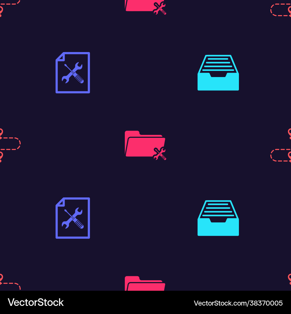 Set drawer with documents file service folder Vector Image