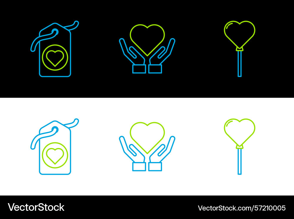 Set line balloons in form of heart tag vector image