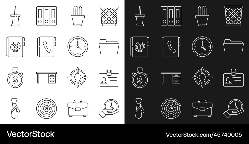 Set line clock identification badge document Set line clock identification badge document Vector Image