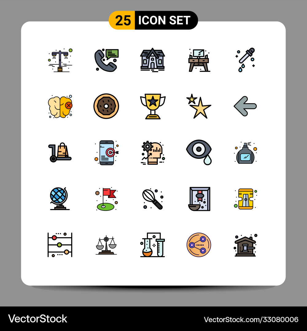 25 user interface filled line flat color pack Vector Image
